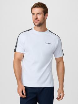 Hackett London Sport Crew Neck Tape Cotton T-Shirt, White, White