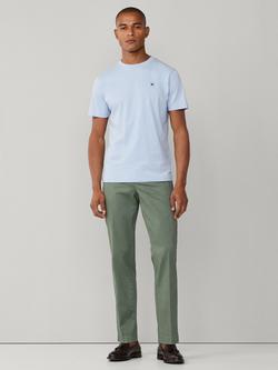 Hackett London Crew Neck Logo Cotton T-Shirt, Light Blue - view 2, Light Blue