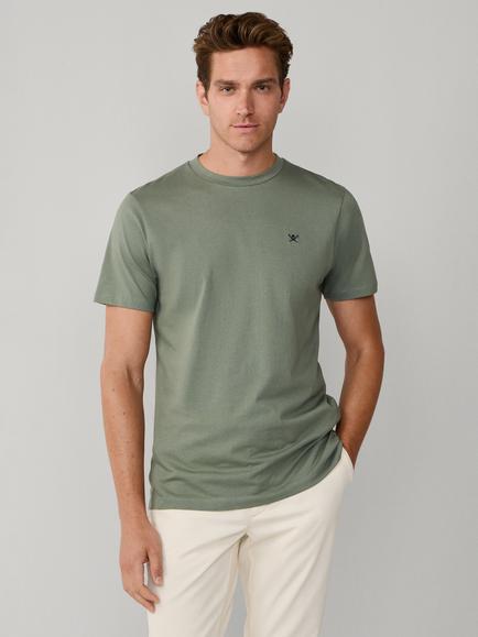 Hackett London Crew Neck Logo Cotton T-Shirt, Green