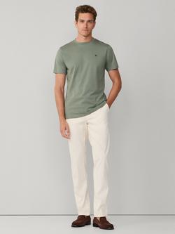 Hackett London Crew Neck Logo Cotton T-Shirt, Green - view 2, Green