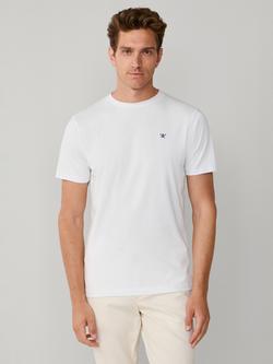 Hackett London Crew Neck Logo Cotton T-Shirt, White, White