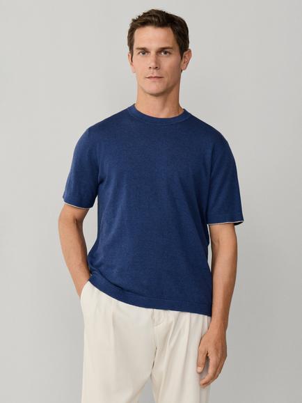 Hackett London Linen Blend Regular Fit Short Sleeve T-Shirt, Old Navy