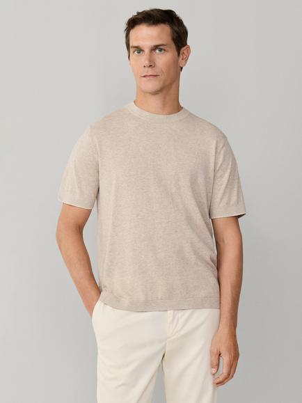 Hackett London Linen Blend Regular Fit Short Sleeve T-Shirt, Natural Beige