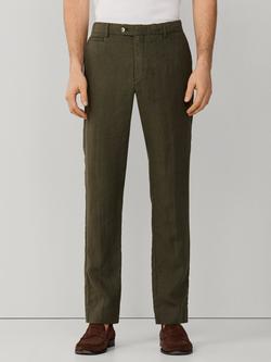 Hackett London Slim Fit Kensington Linen Chinos, Army Green