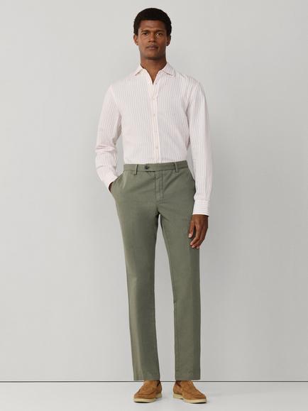 Hackett London Linen Blend Slim Fit Kensington Chinos - view 2, Stone Green