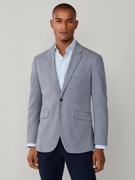 Hackett London Cotton Blend Herringbone Jersey Knit Blazer, Blue, Blue