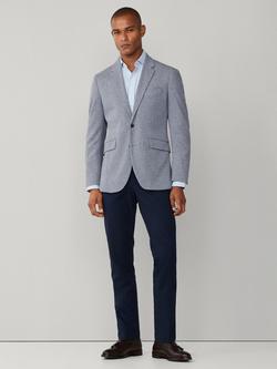 Hackett London Cotton Blend Herringbone Jersey Knit Blazer, Blue - view 2, Blue