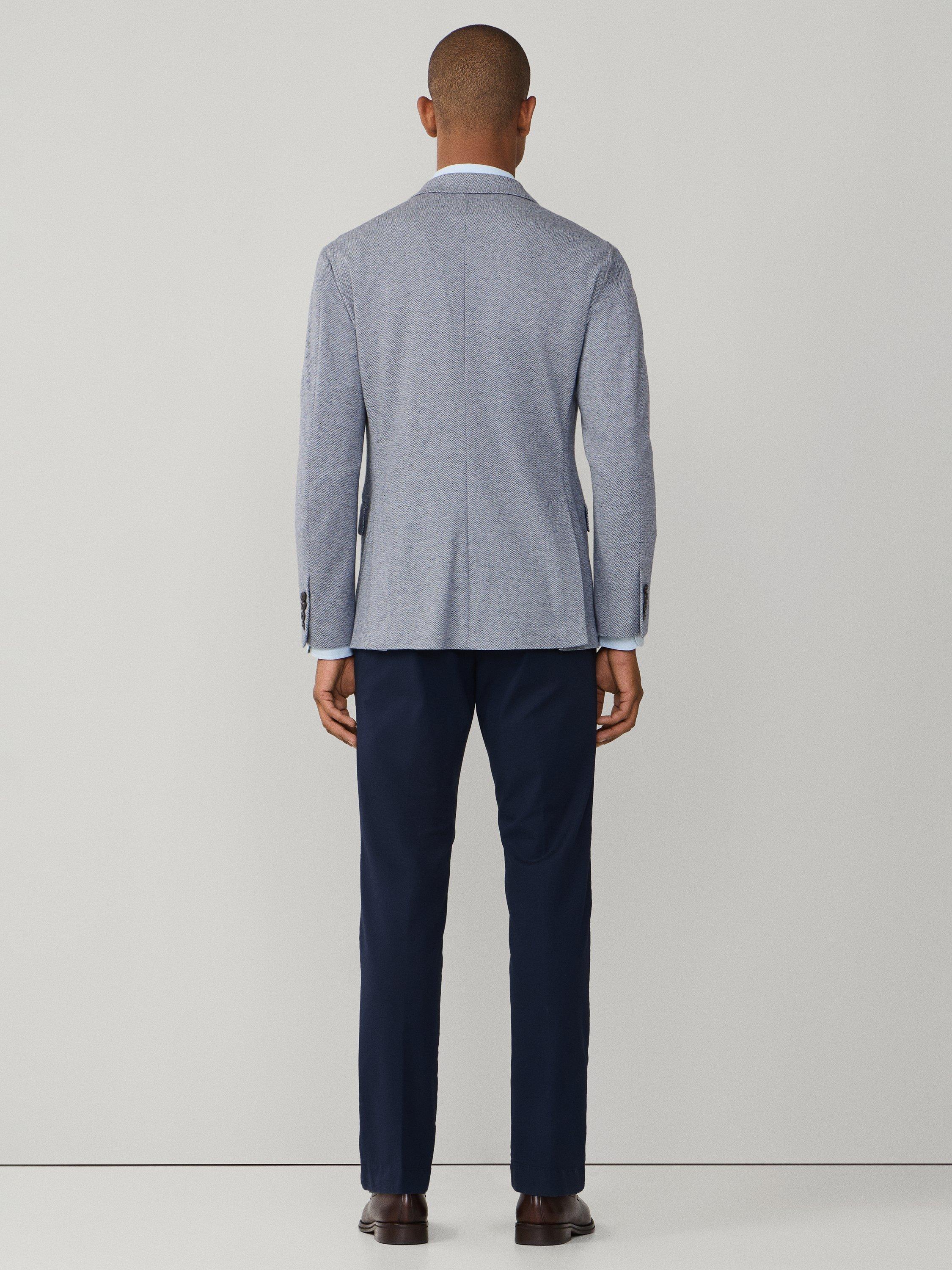 Product image 3 of 8, which shows Hackett London Cotton Blend Herringbone Jersey Knit Blazer, Blue, 36