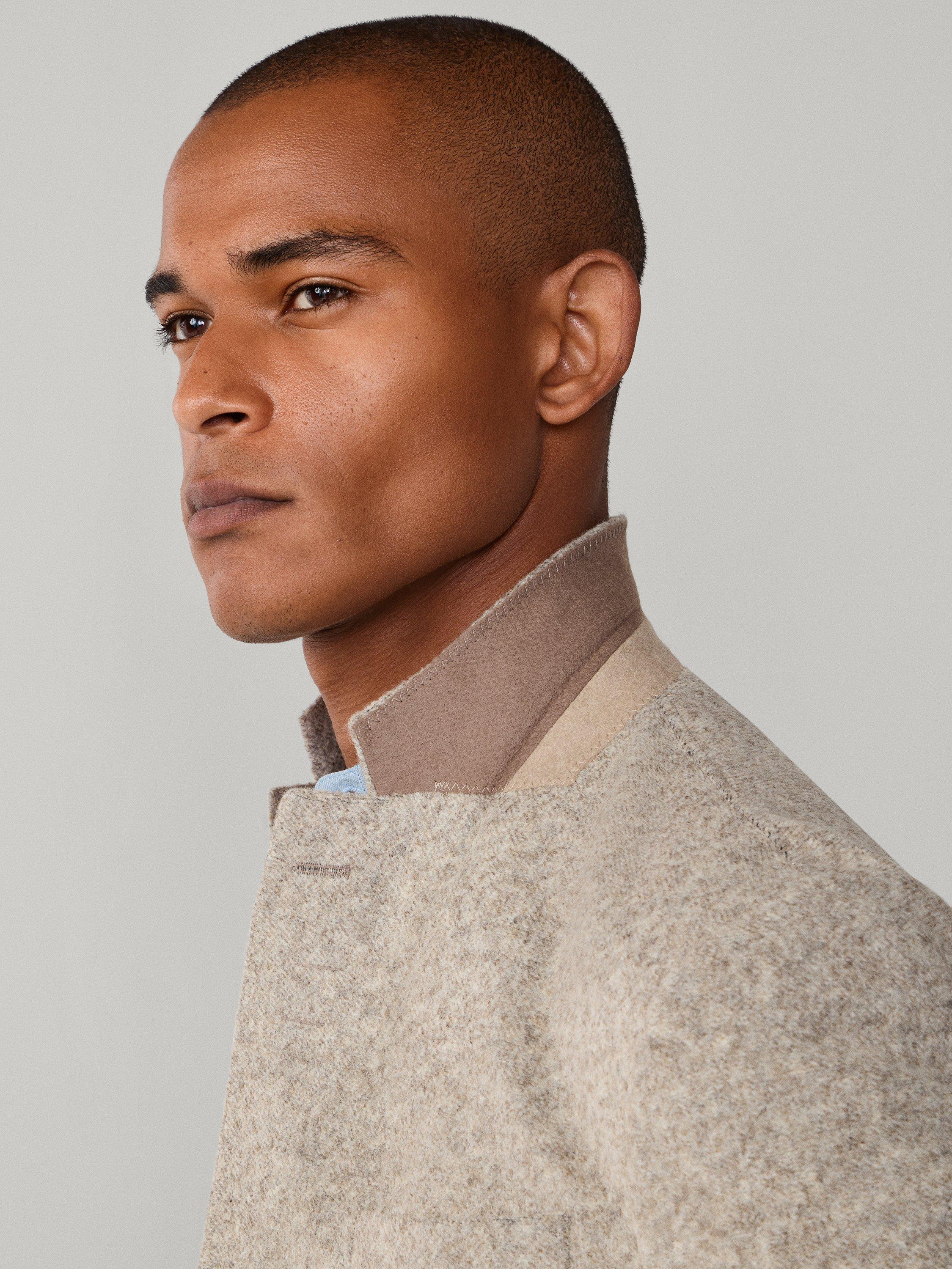 Product image 5 of 8, which shows Hackett London Wool Blend Jersey Knit Blazer, Taupe Beige, 36