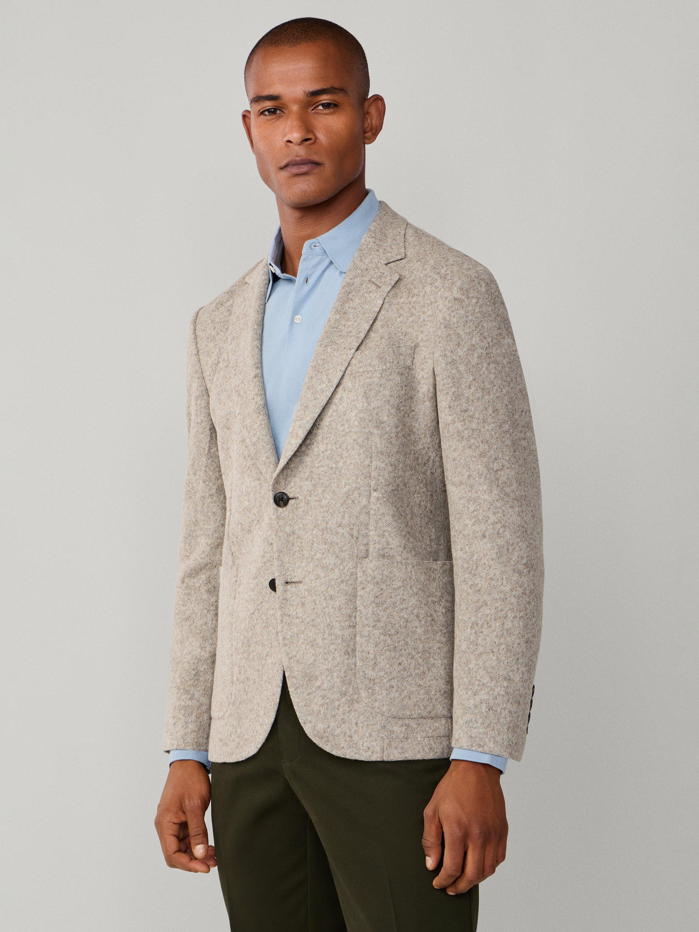 Product image 7 of 8, which shows Hackett London Wool Blend Jersey Knit Blazer, Taupe Beige, 36