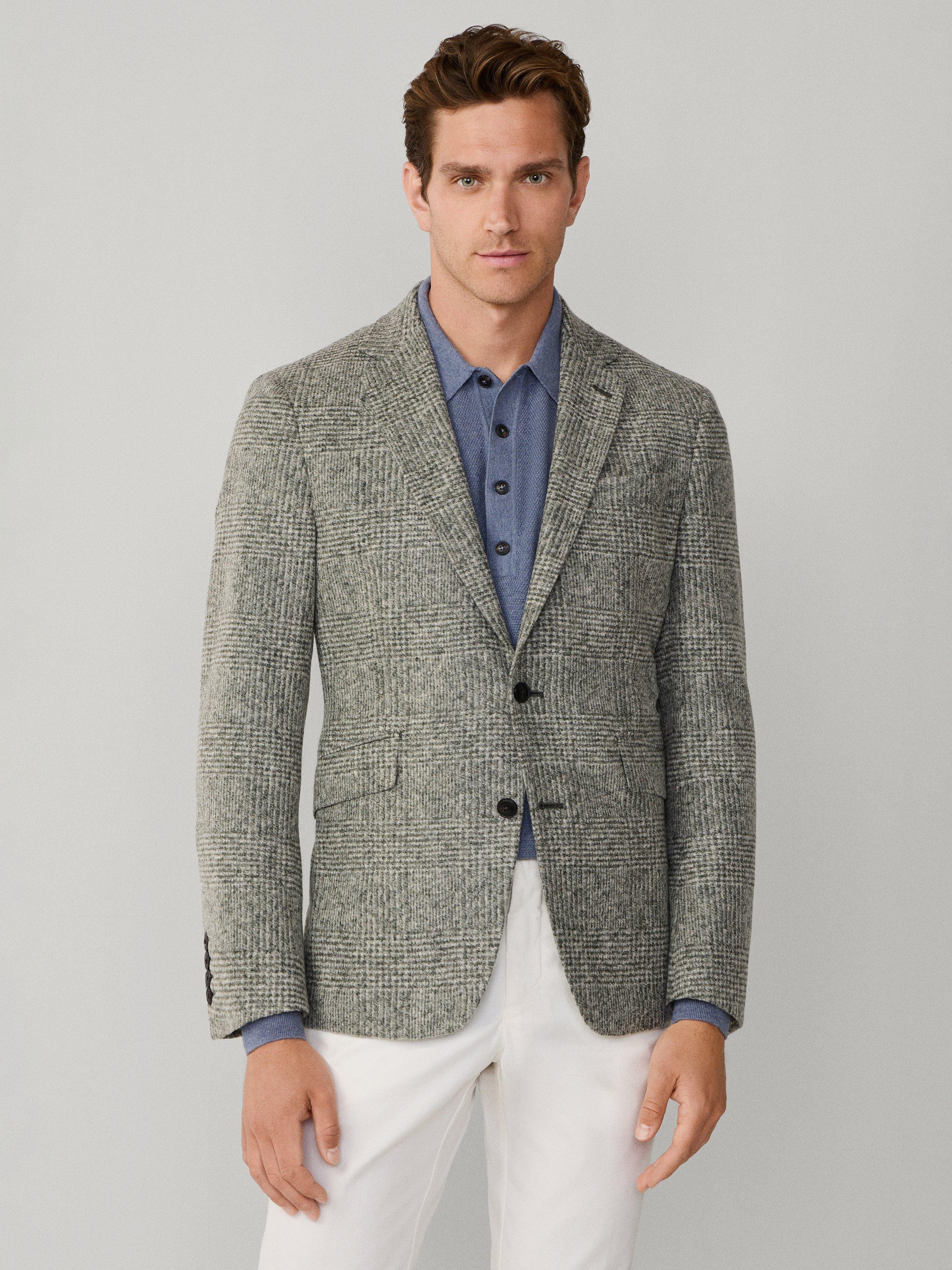 Product image 1 of 8, which shows Hackett London Half-Lined Glencheck Blazer, Sage Green, 36