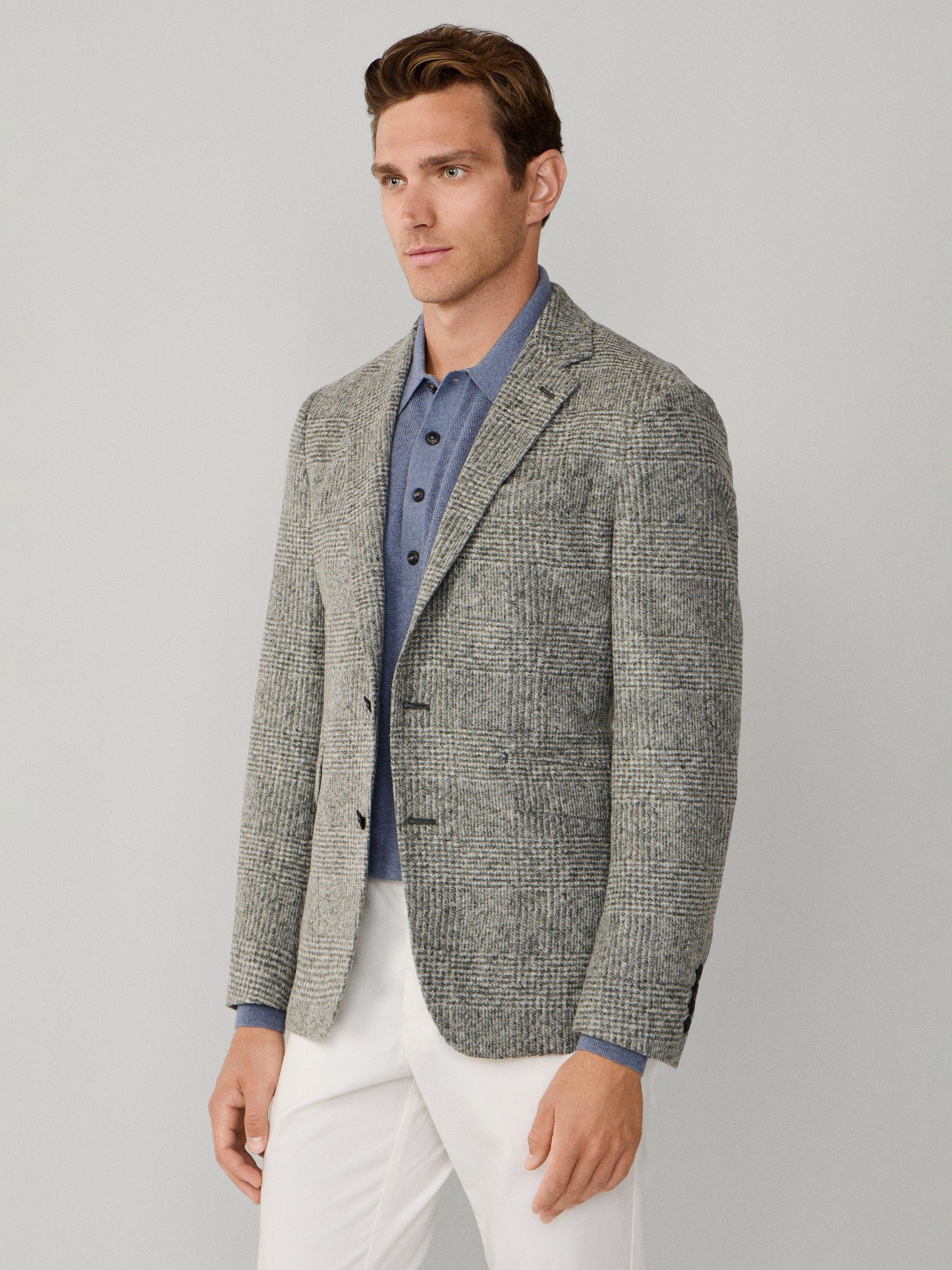 Product image 7 of 8, which shows Hackett London Half-Lined Glencheck Blazer, Sage Green, 36
