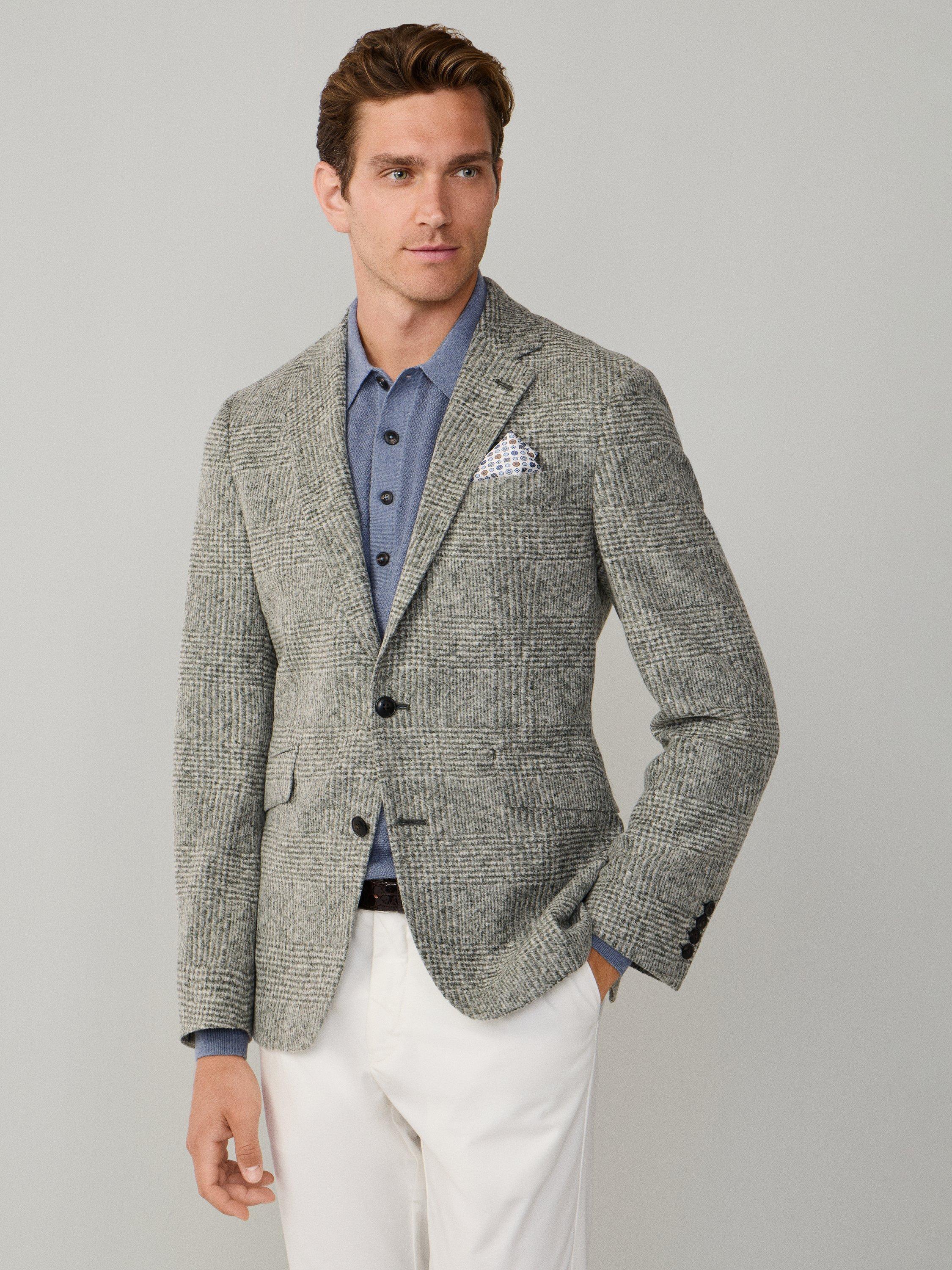 Product image 8 of 8, which shows Hackett London Half-Lined Glencheck Blazer, Sage Green, 36