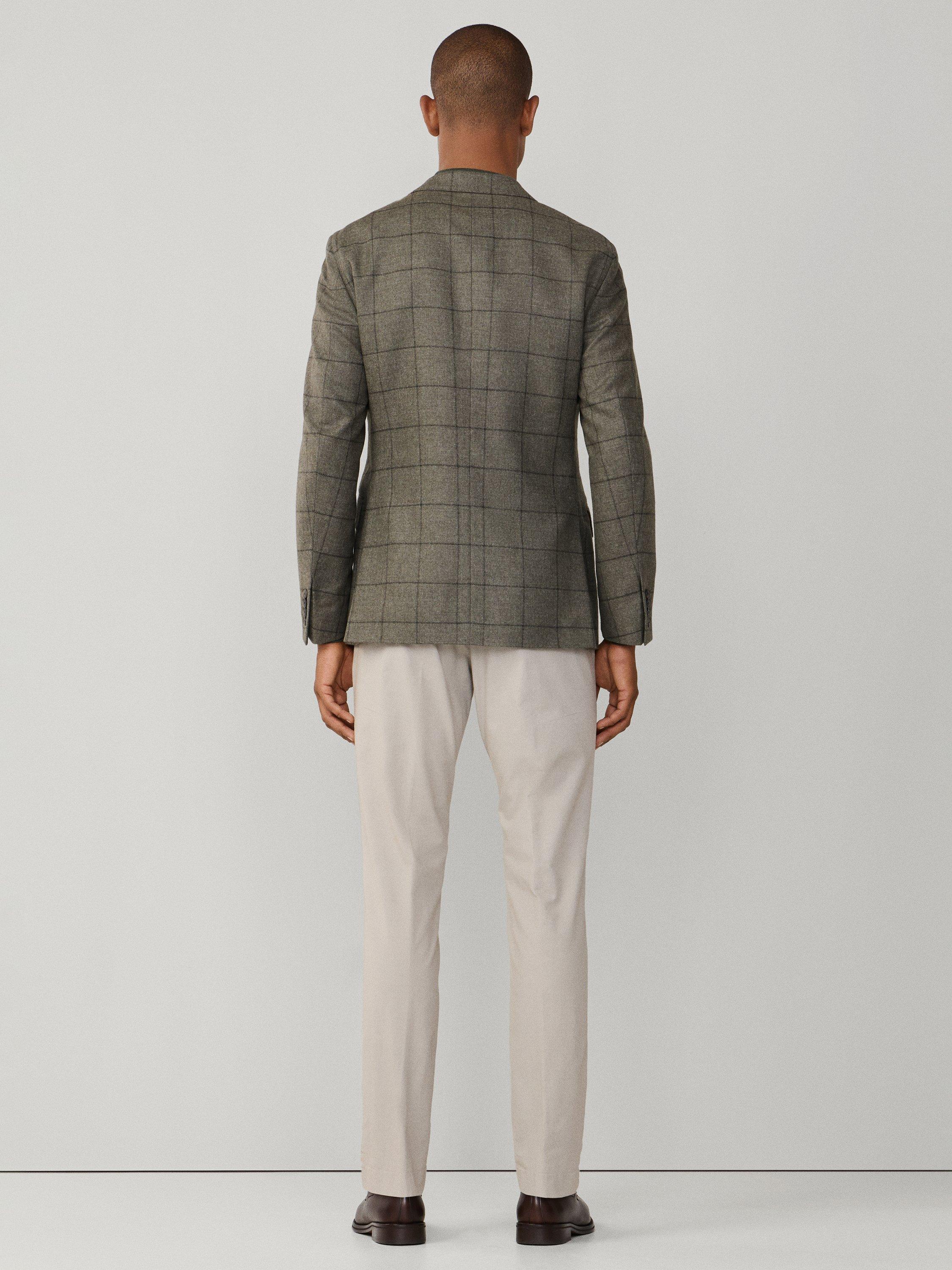 Product image 3 of 8, which shows Hackett London Wool Cashmere Blend Ascot Block Windowpane Check Blazer, Green, 36