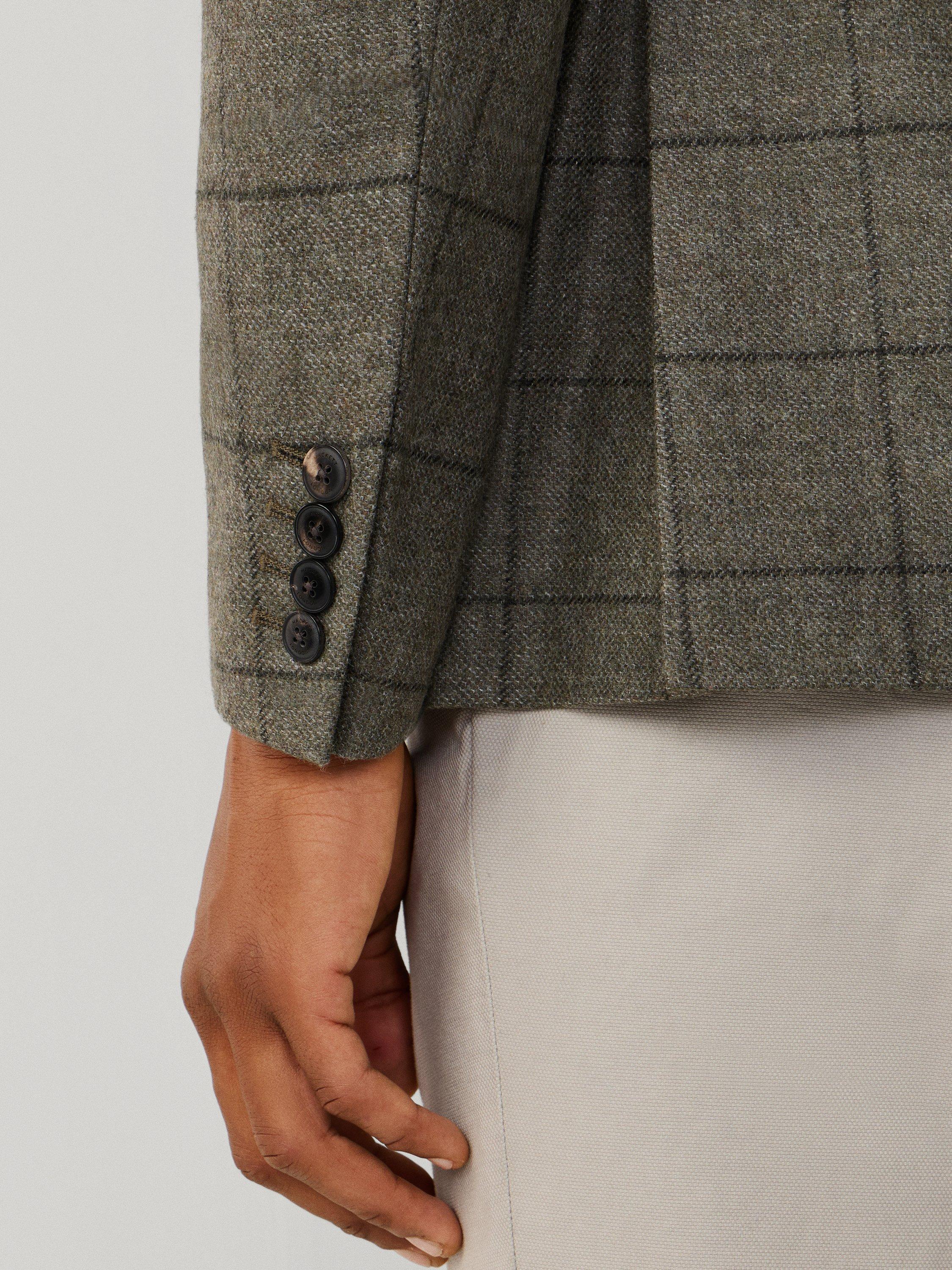 Product image 6 of 8, which shows Hackett London Wool Cashmere Blend Ascot Block Windowpane Check Blazer, Green, 36