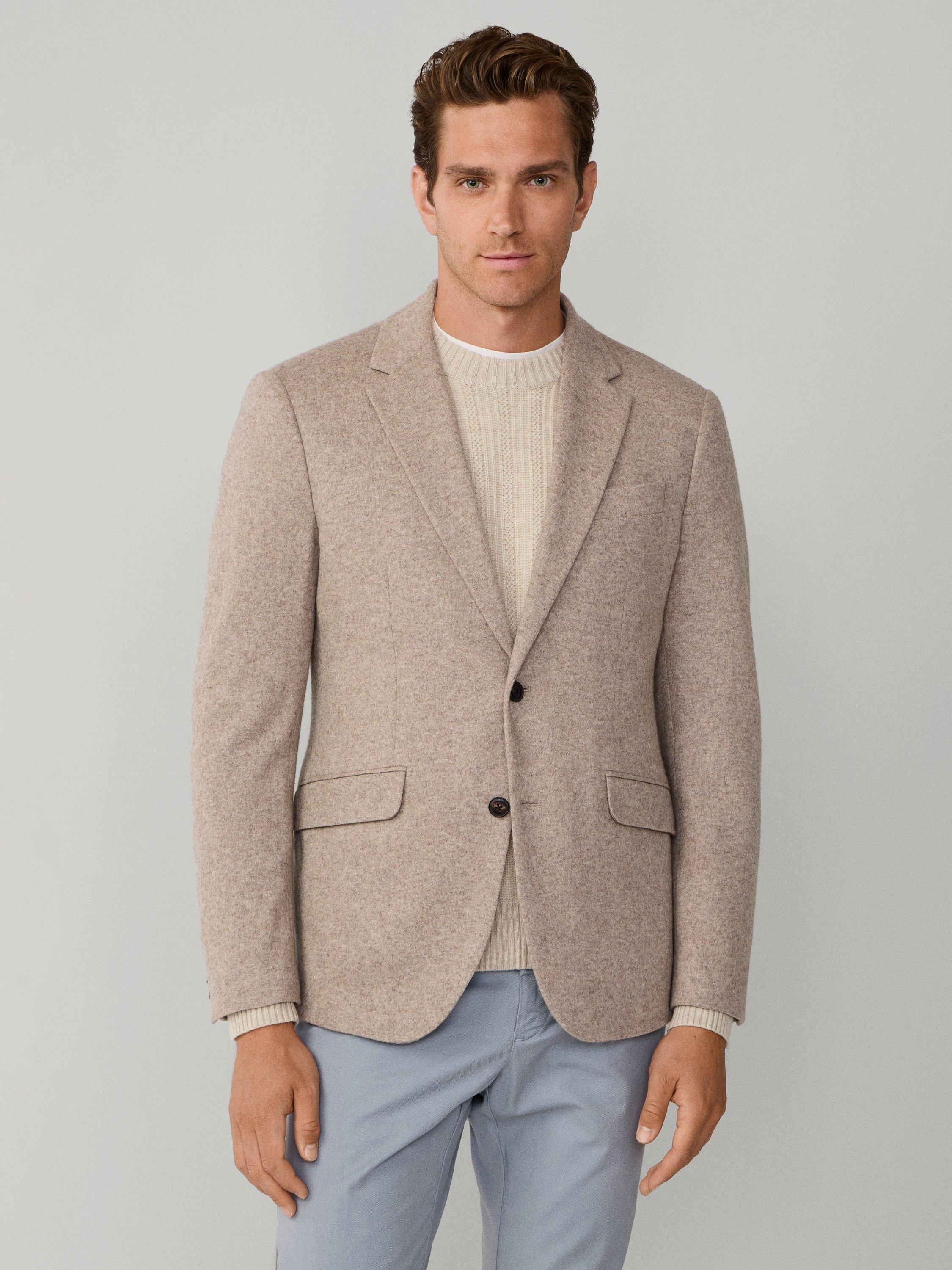 Product image 1 of 8, which shows Hackett London Wool Blend Ascot Block Blazer, Taupe Beige, 36