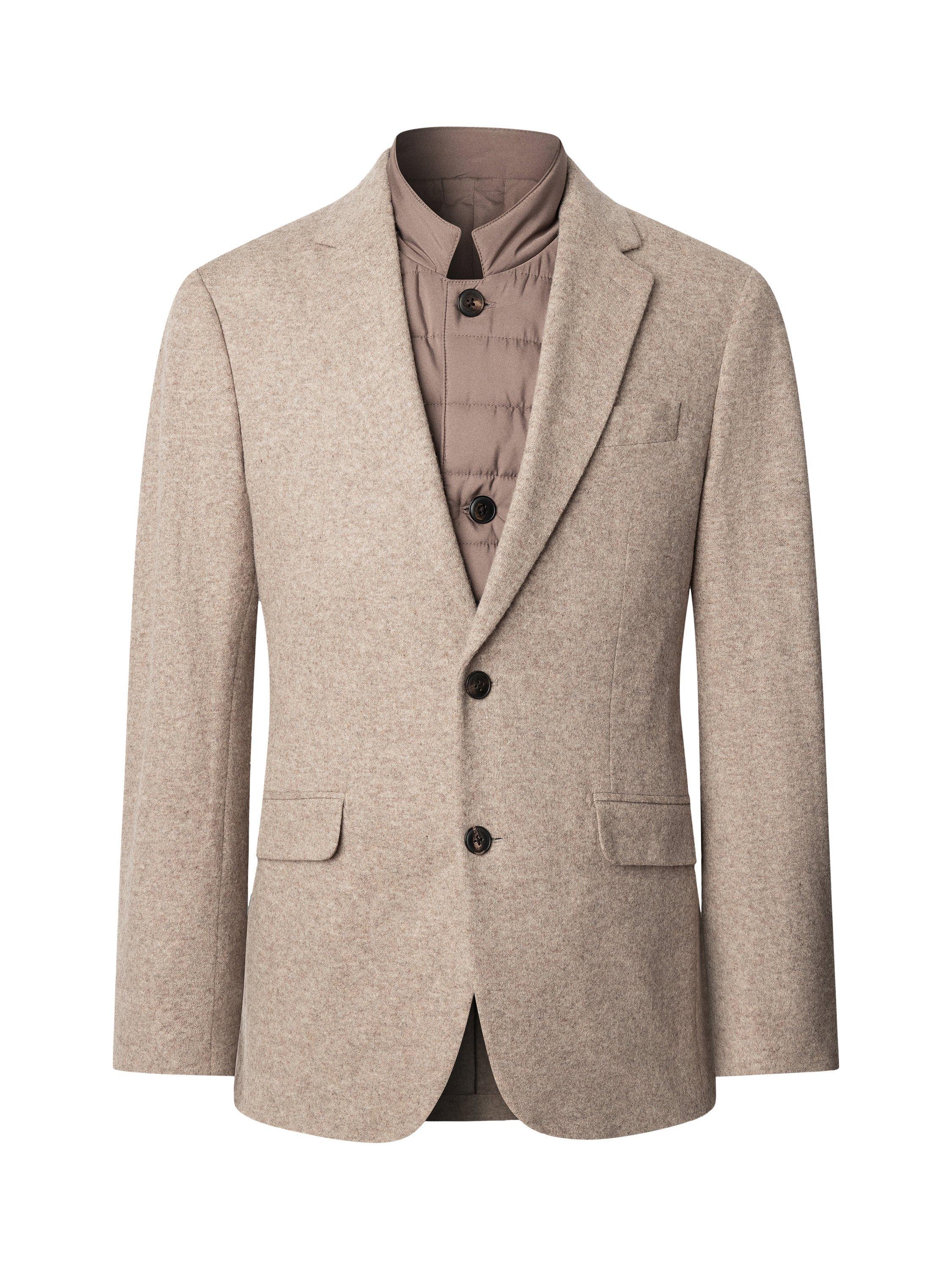 Product image 4 of 8, which shows Hackett London Wool Blend Ascot Block Blazer, Taupe Beige, 36