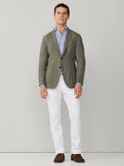 Hackett London Garment Washed Pure Linen Jacket, Khaki Green - view 2, Khaki Green