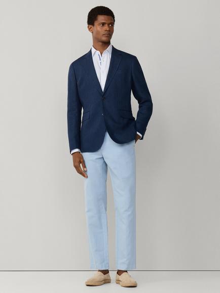 Hackett London Linen Delavé Textured Ascot Block Blazer - view 2, Navy