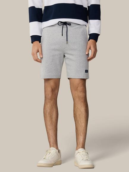 Hackett London Heritage Branded Badge Cotton Sweat Shorts, Light Grey Marl, Light Grey Marl