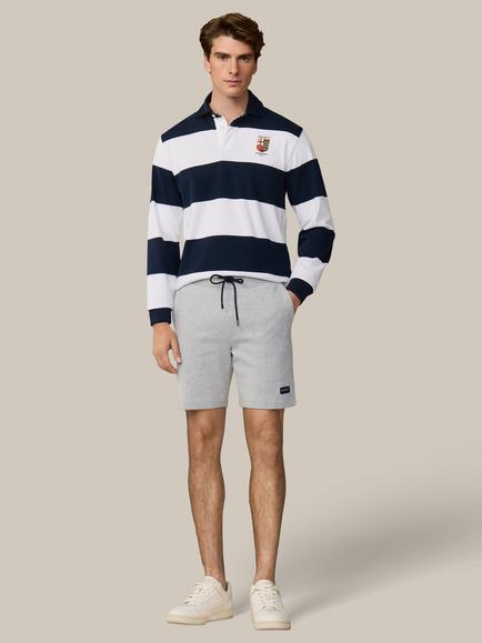Hackett London Heritage Branded Badge Cotton Sweat Shorts, Light Grey Marl - view 2, Light Grey Marl