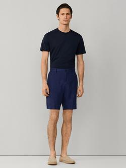 Hackett London Sanderson Classic Fit Pure Linen Shorts, Naval Blue - view 2, Naval Blue