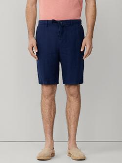 Hackett London Relaxed Fit Linen Regent Shorts, Navy, Navy