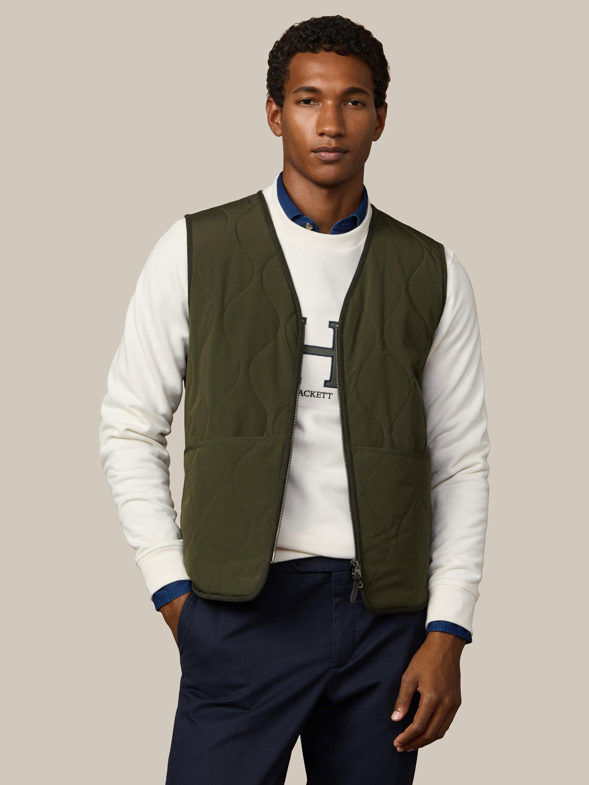 Product image 1 of 9, which shows Hackett London Micro Ripstop Gilet, Forest Green, XXXL