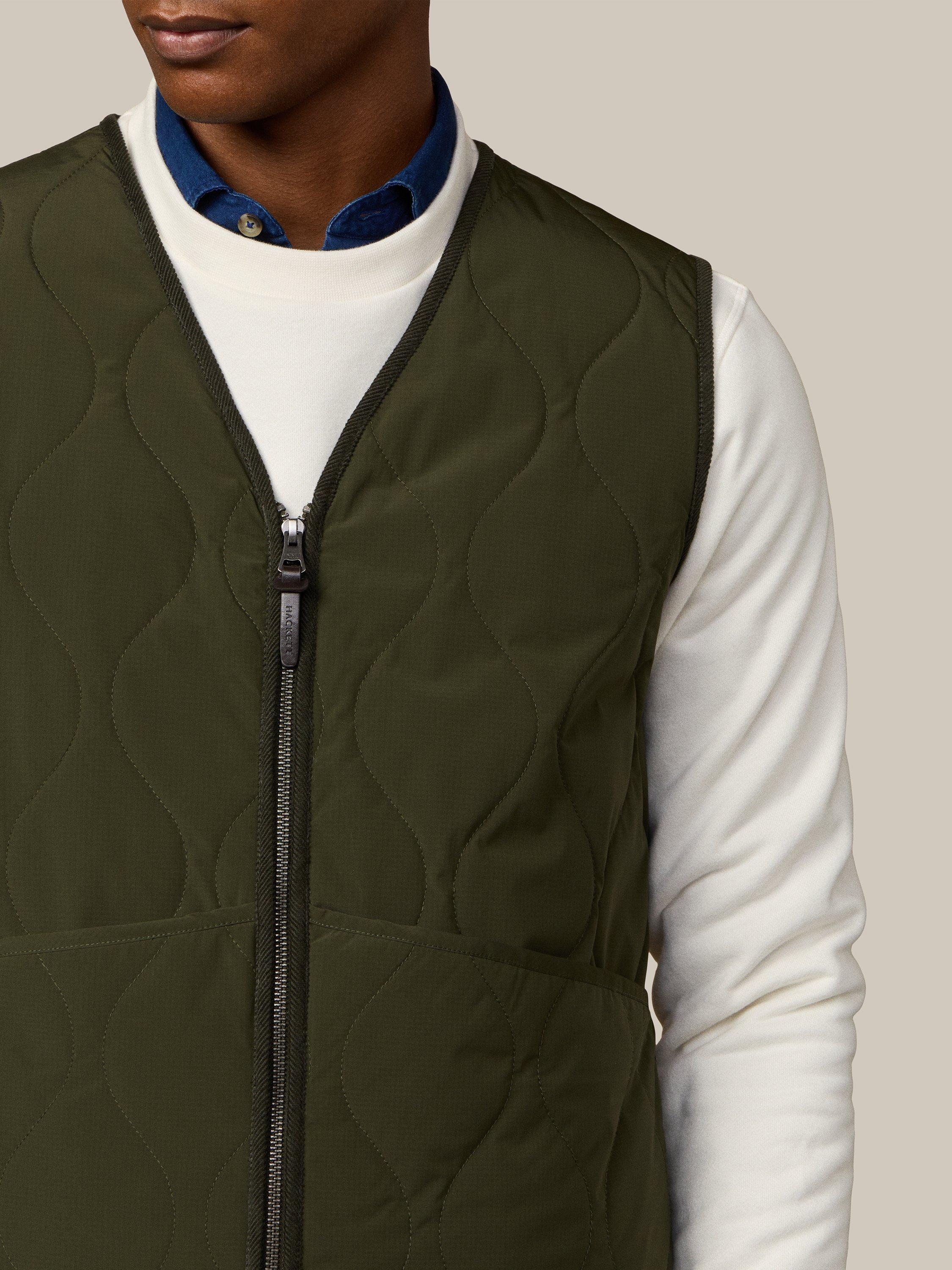 Product image 5 of 9, which shows Hackett London Micro Ripstop Gilet, Forest Green, XXXL