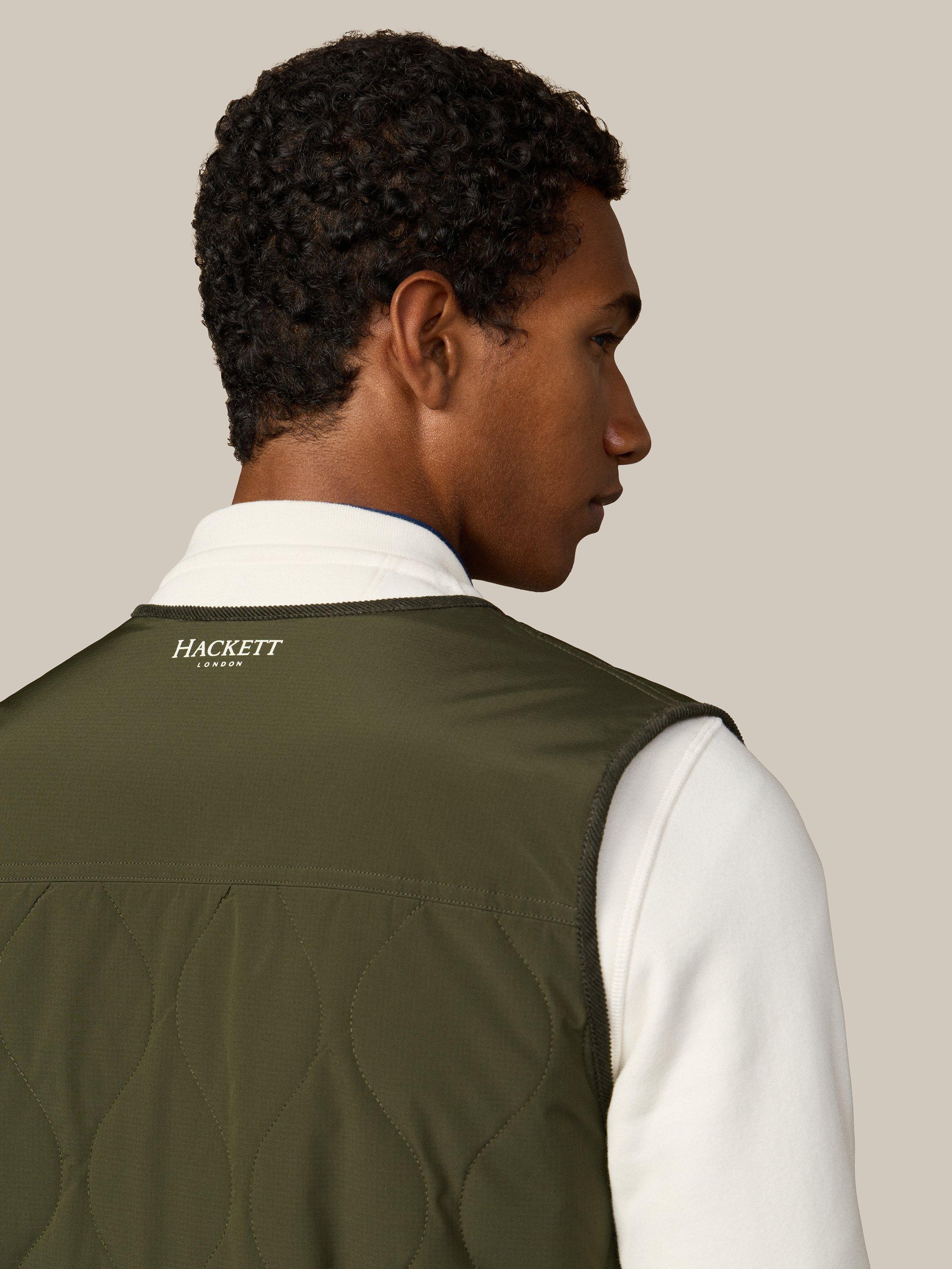 Product image 6 of 9, which shows Hackett London Micro Ripstop Gilet, Forest Green, XXXL