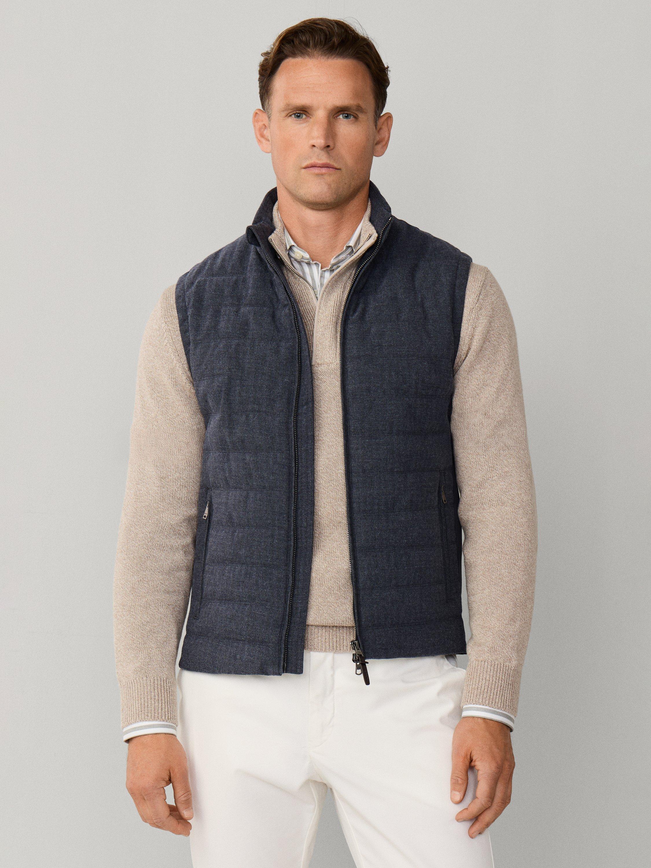 Product image 1 of 7, which shows Hackett London Herringbone Wool Blend Gilet, Old Navy, XXXL