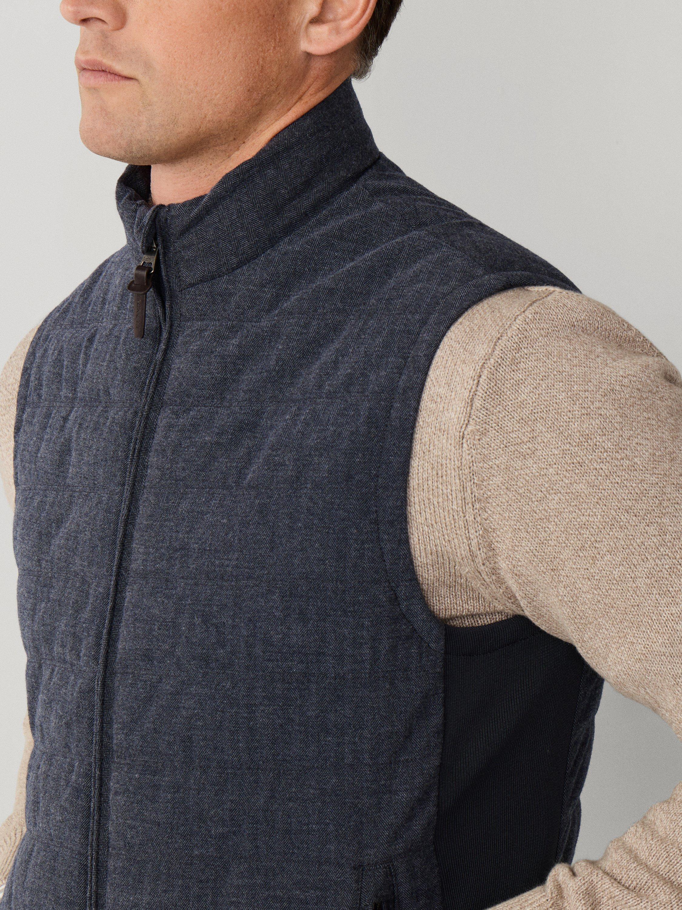 Product image 5 of 7, which shows Hackett London Herringbone Wool Blend Gilet, Old Navy, XXXL