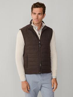 Hackett London Herringbone Wool Blend Gilet, Conker Brown