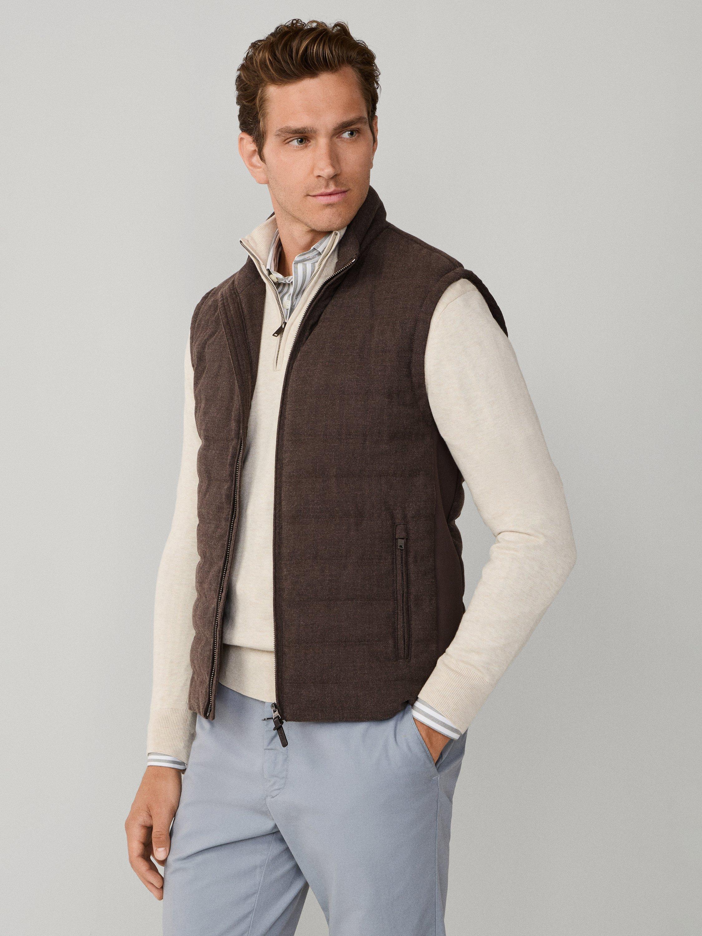 Product image 7 of 8, which shows Hackett London Herringbone Wool Blend Gilet, Conker Brown, XS