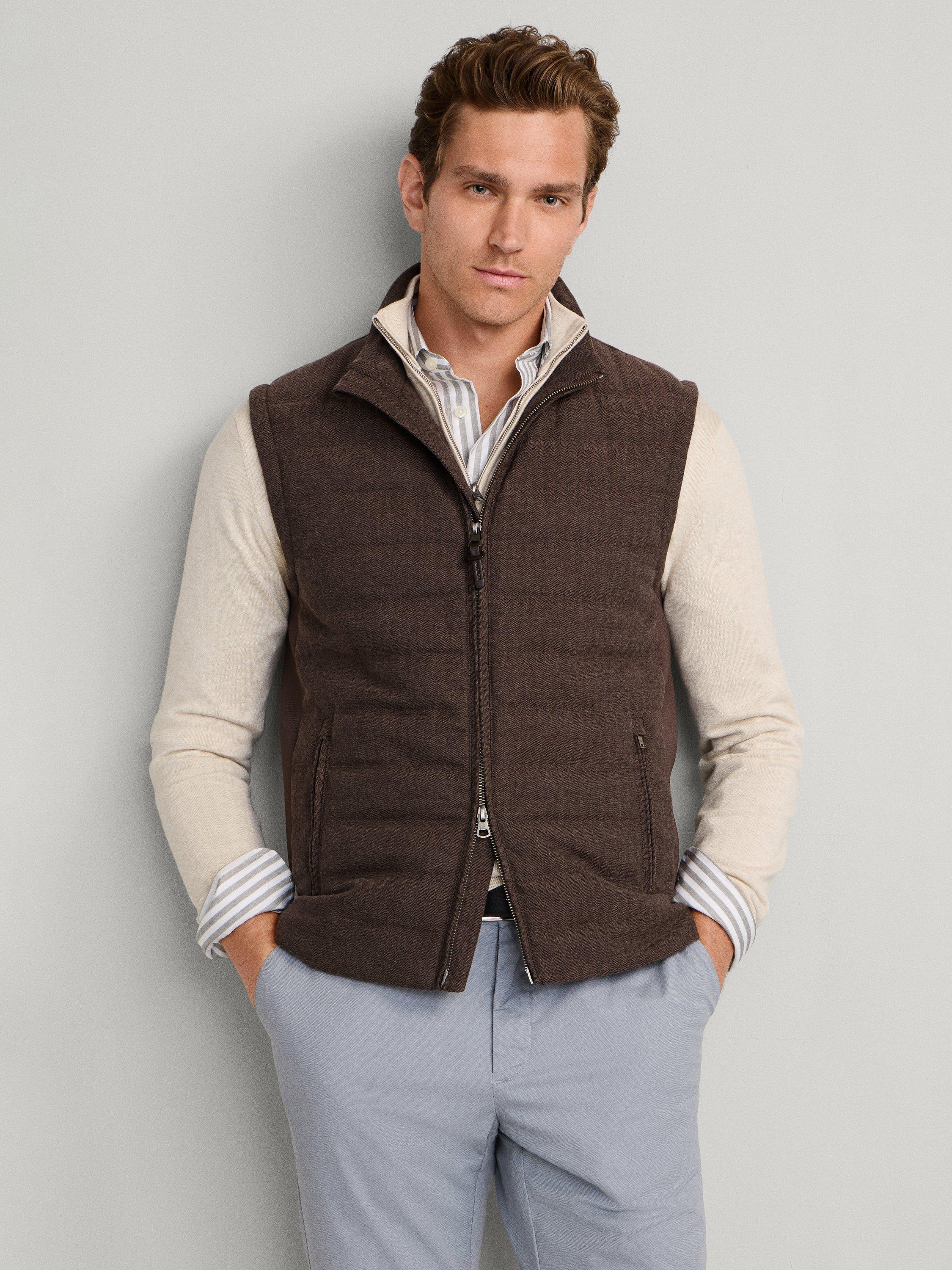 Product image 8 of 8, which shows Hackett London Herringbone Wool Blend Gilet, Conker Brown, XS