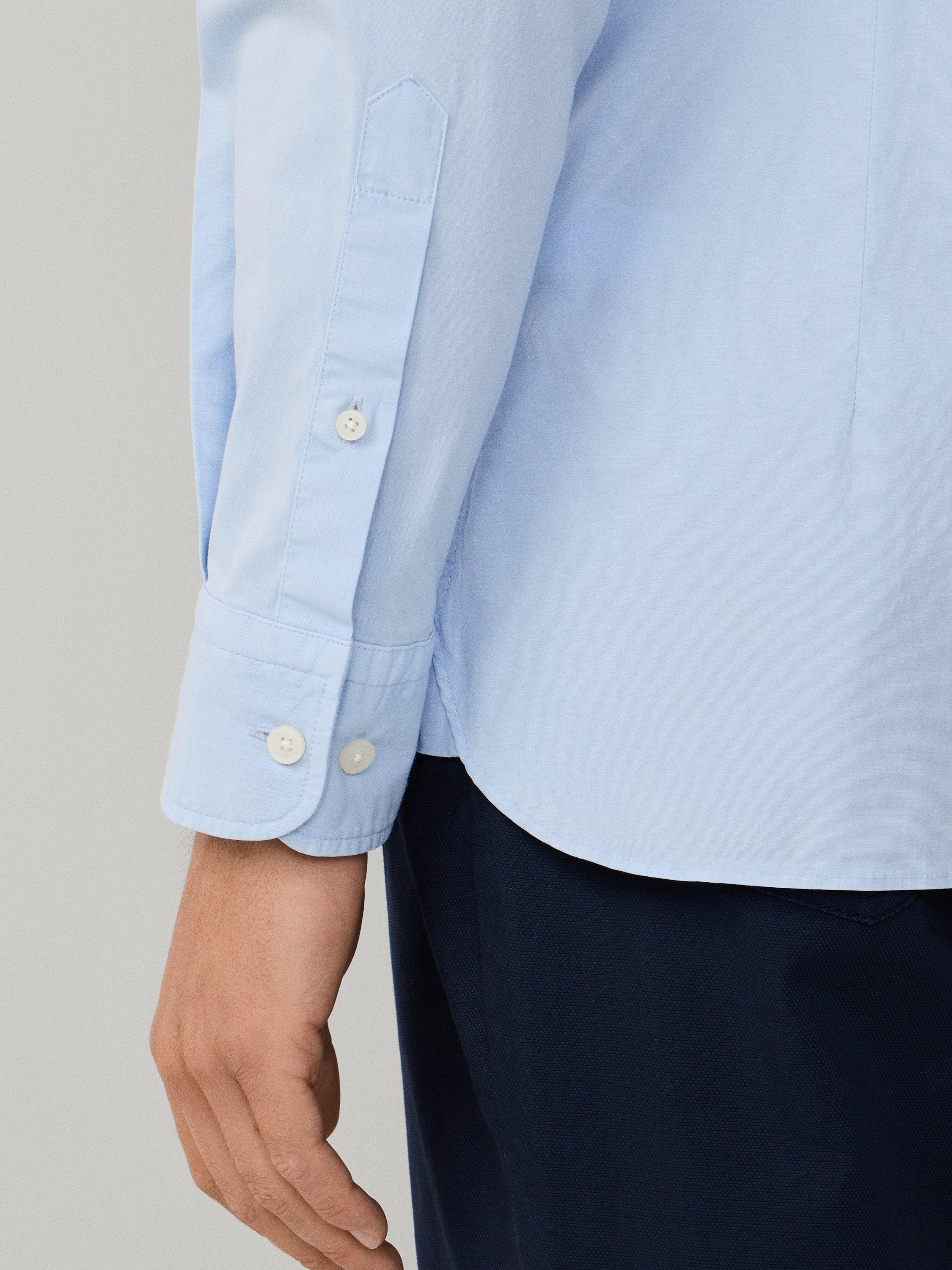 Product image 6 of 8, which shows Hackett London Cotton Blend Tailored Fit Shirt, Oxford Blue, L