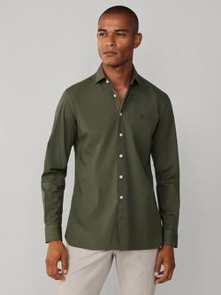 Hackett London Cotton Blend Tailored Fit Shirt, Forest Green