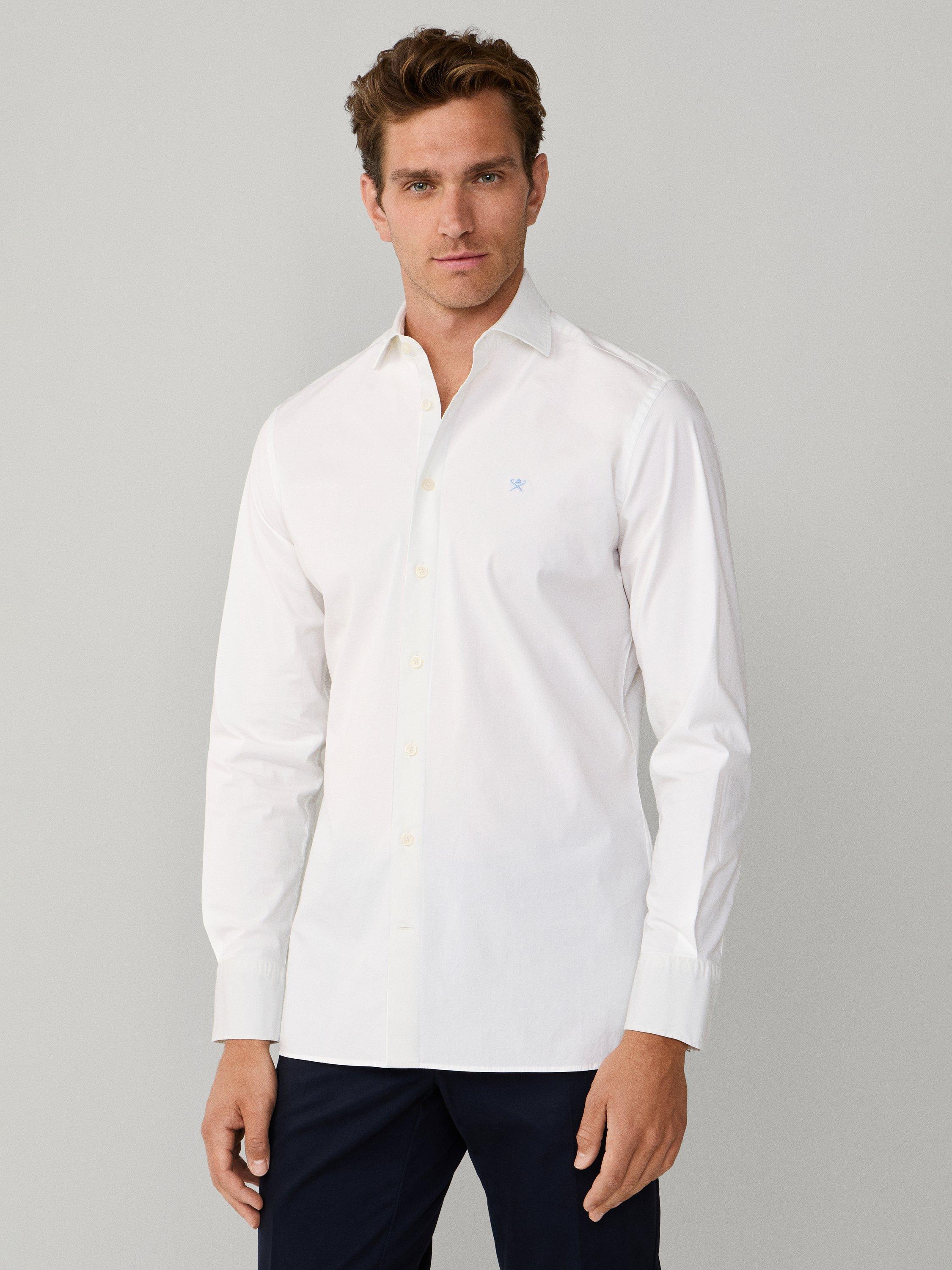 Product image 1 of 8, which shows Hackett London Cotton Blend Tailored Fit Shirt, Optic White, XS