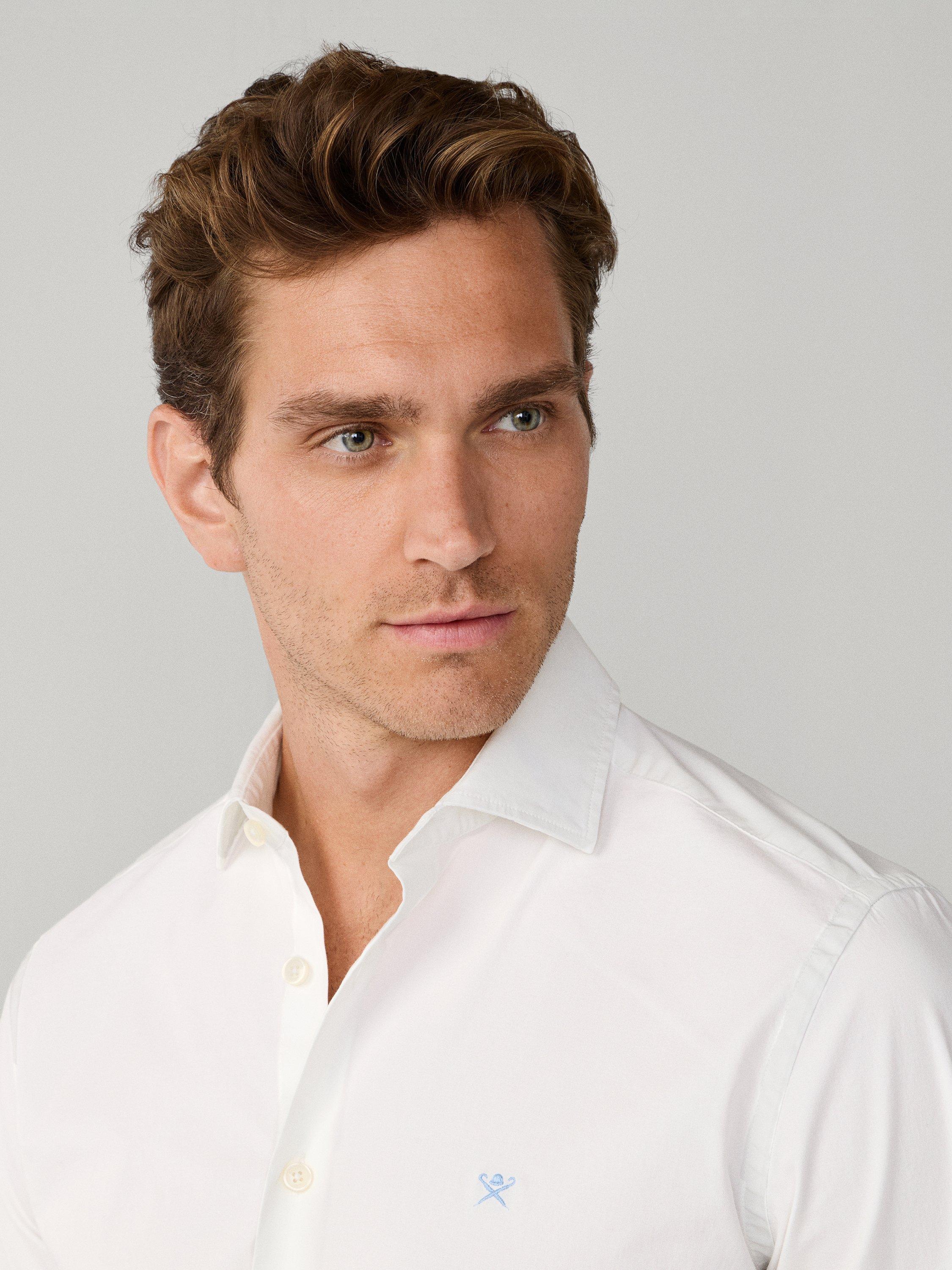 Product image 5 of 8, which shows Hackett London Cotton Blend Tailored Fit Shirt, Optic White, XS