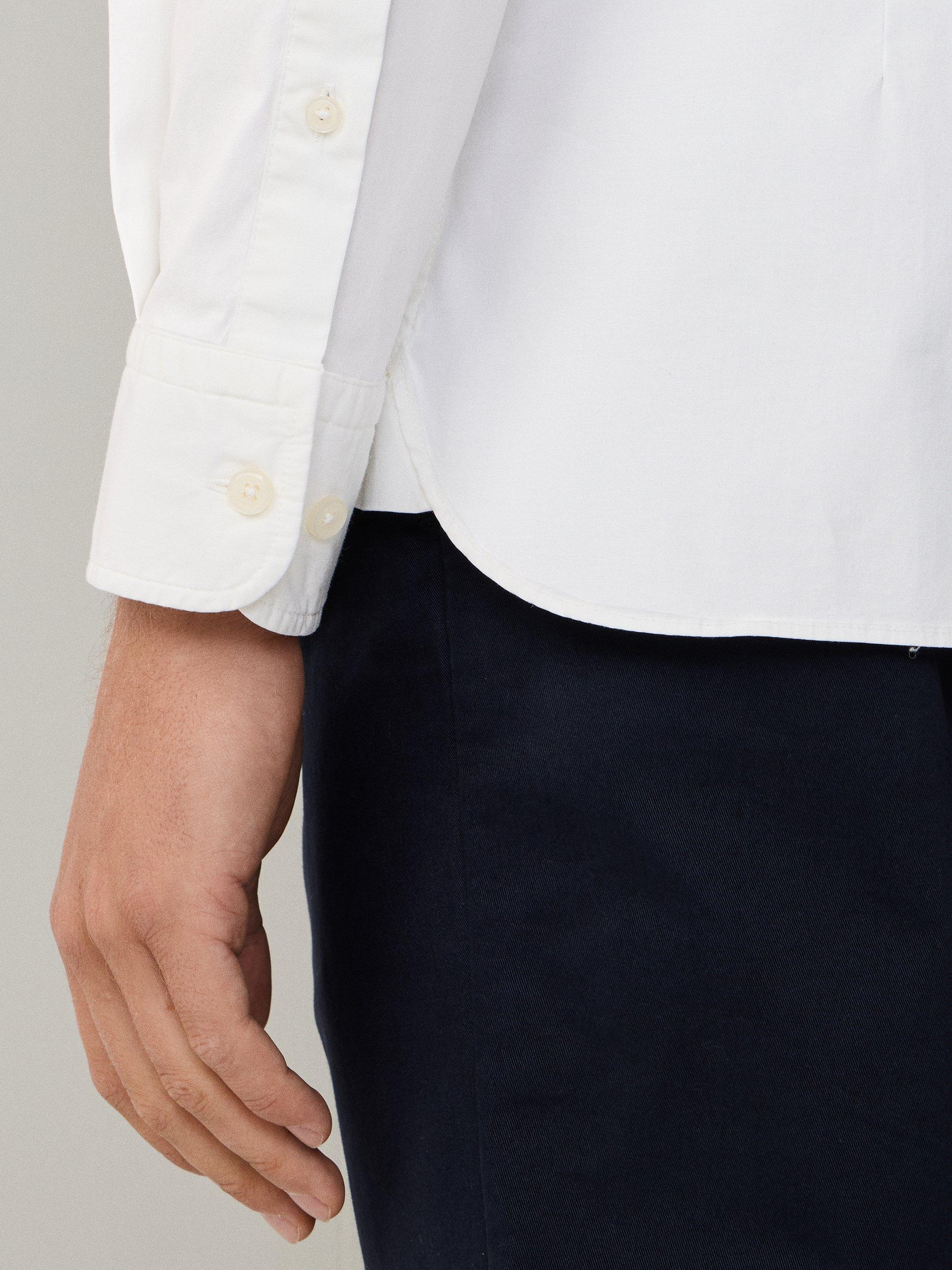 Product image 6 of 8, which shows Hackett London Cotton Blend Tailored Fit Shirt, Optic White, XS