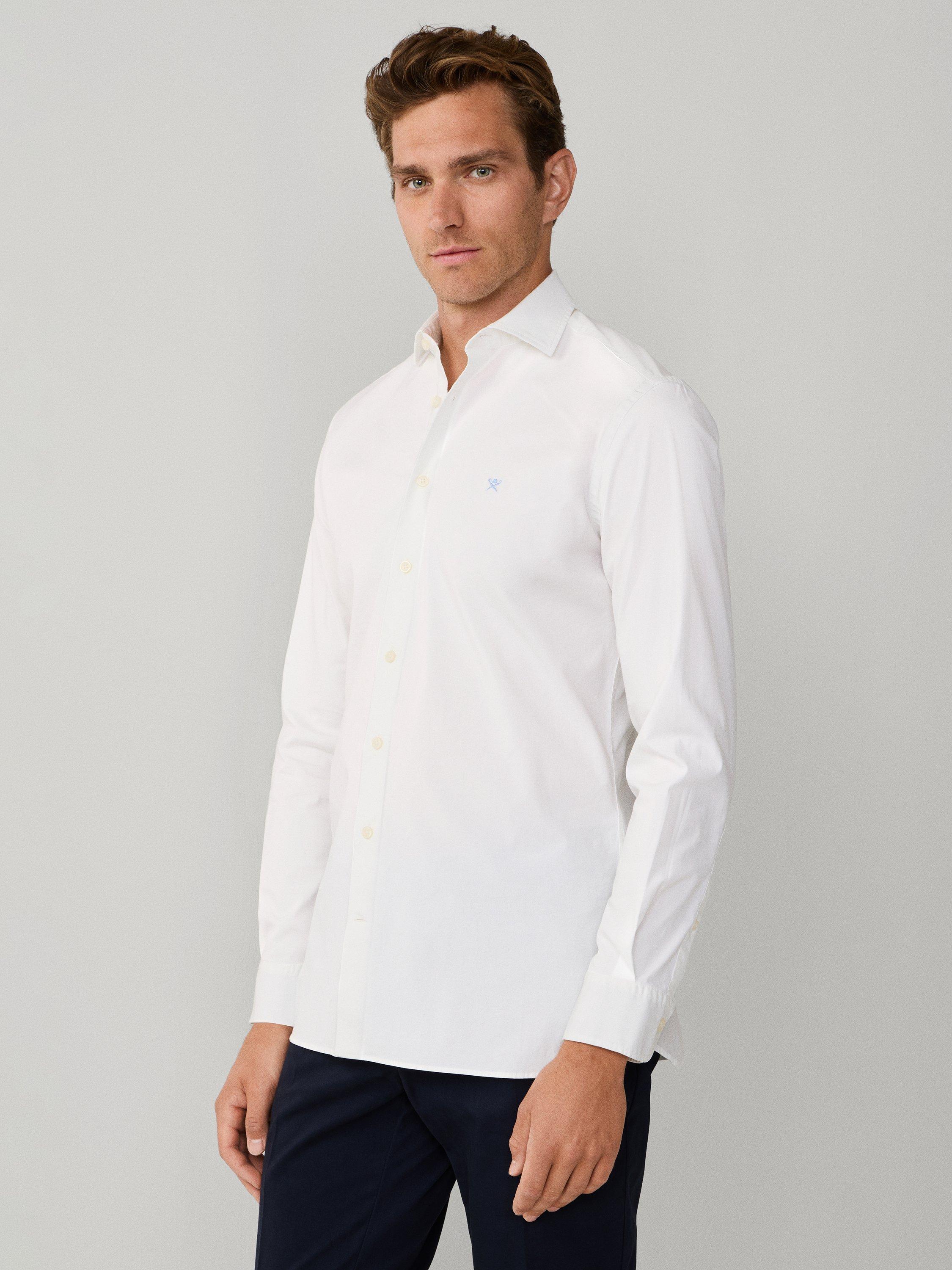 Product image 7 of 8, which shows Hackett London Cotton Blend Tailored Fit Shirt, Optic White, XS