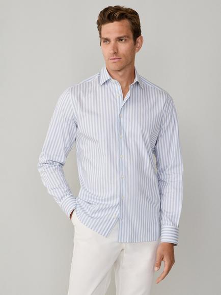 Hackett London Cotton Tailored Fit Bengal Stripe Shirt, Sky Blue