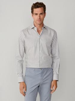 Hackett London Cotton Tailored Fit Bengal Stripe Shirt, Green, Green