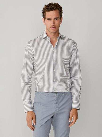 Hackett London Cotton Tailored Fit Bengal Stripe Shirt, Green