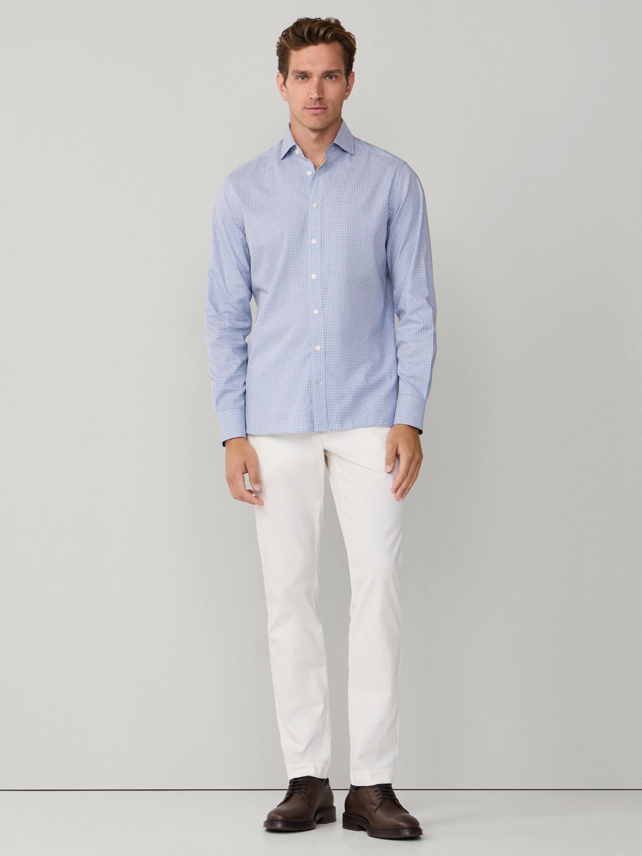 Product image 2 of 8, which shows Hackett London Cotton Tailored Fit Check Shirt, Blue, L