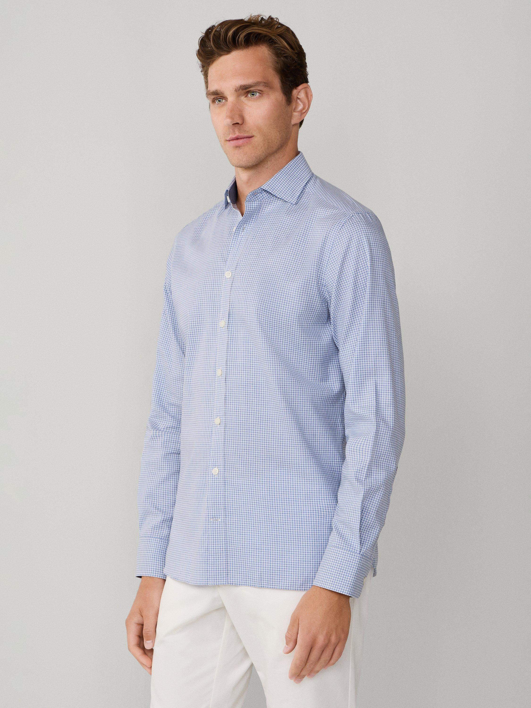 Product image 7 of 8, which shows Hackett London Cotton Tailored Fit Check Shirt, Blue, L