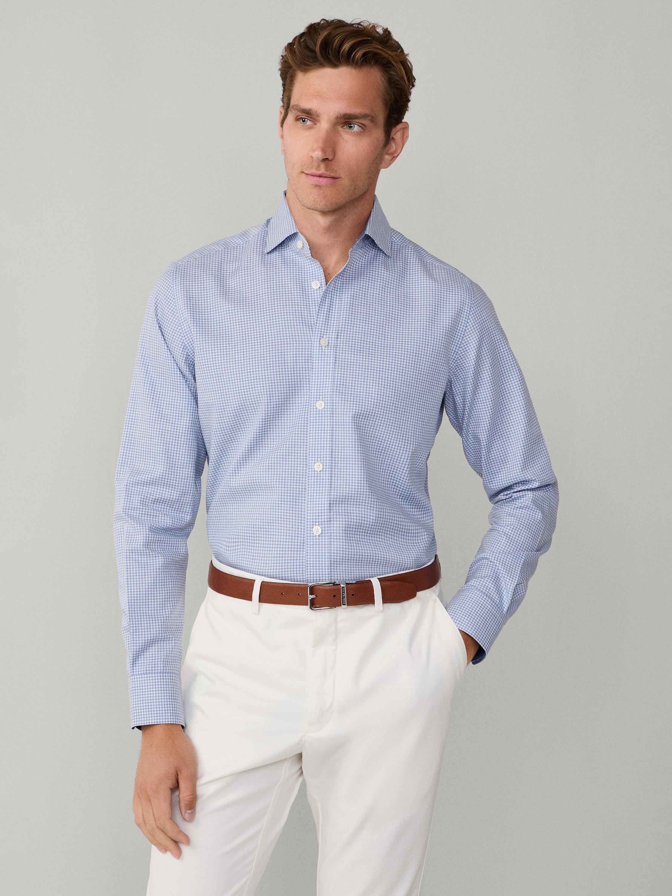 Product image 8 of 8, which shows Hackett London Cotton Tailored Fit Check Shirt, Blue, L
