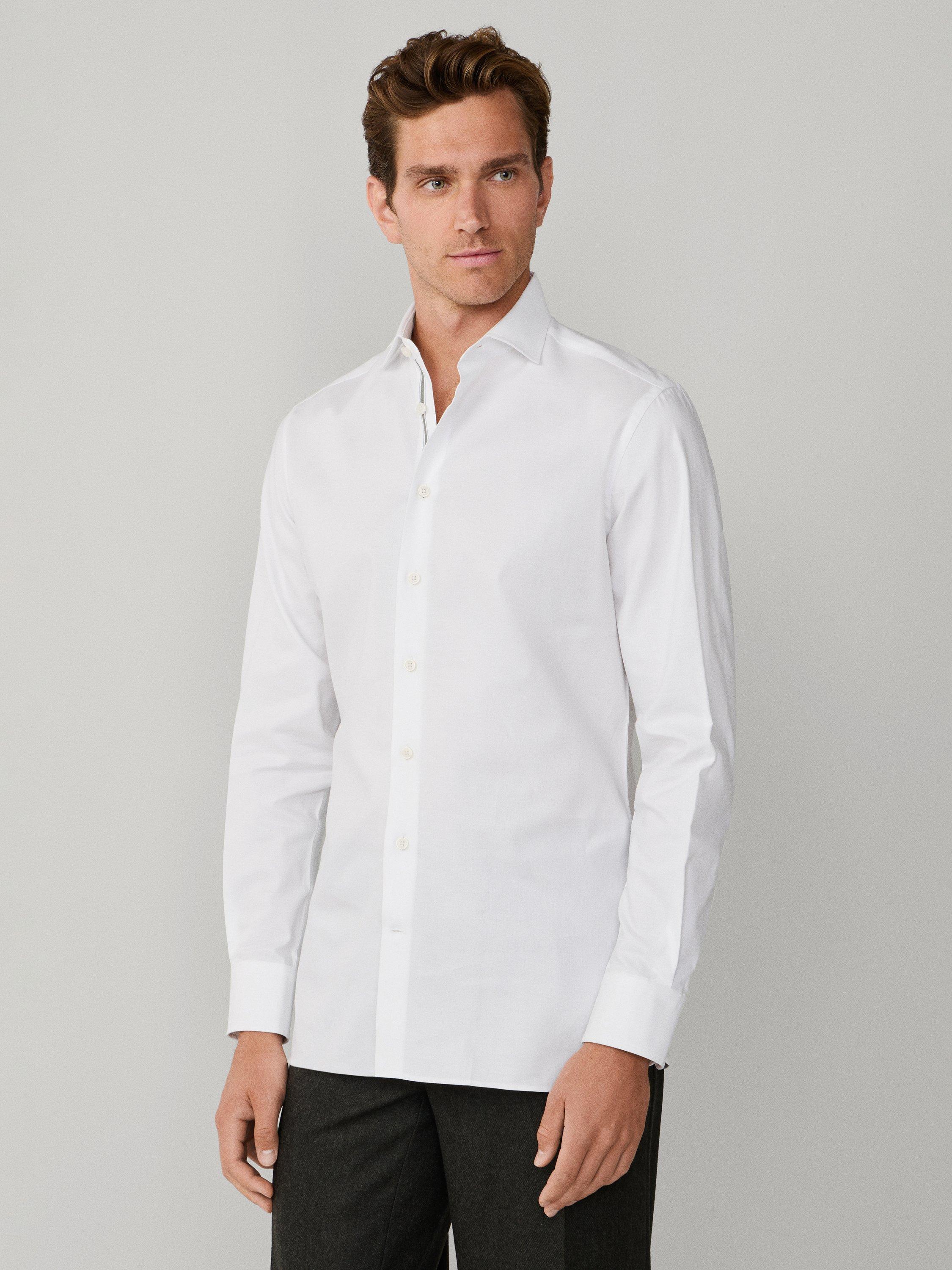 Product image 7 of 8, which shows Hackett London Cotton Tailored Fit Shirt, White, L