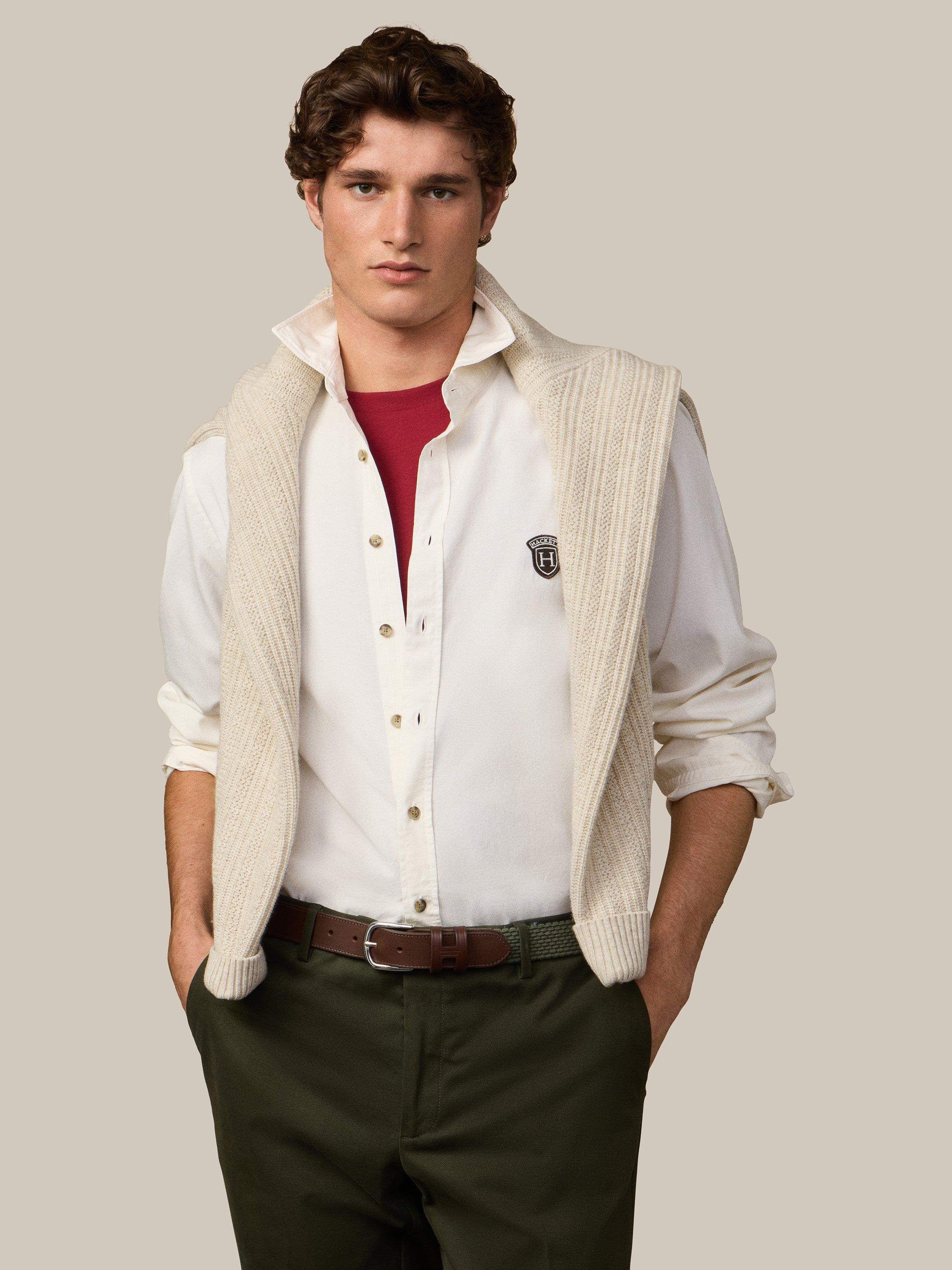 Product image 9 of 9, which shows Hackett London Regular Fit Heritage Shirt, Ecru White, XXXL
