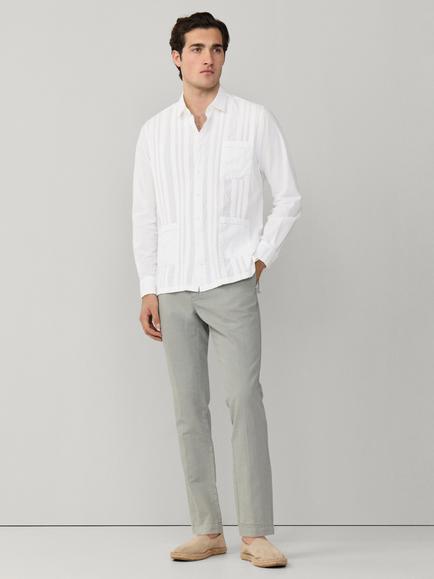 Hackett London Classic Block Guayabera Cotton Poplin Shirt, Optic White - view 2, Optic White
